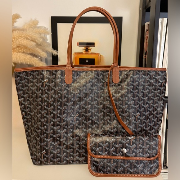 Goyard Handbags - Goyard St Louis PM Goyardine Brown Tote Handbag with Pouch Authentic Brand New
